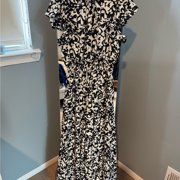 1. State Black and White Patterned Maxi Jumpsuit - Picture 2 of 3